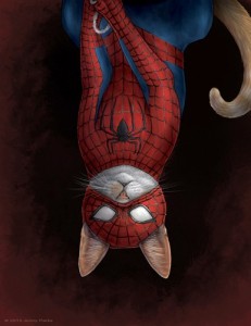 Create meme: cat spider, spider-man, superheroes