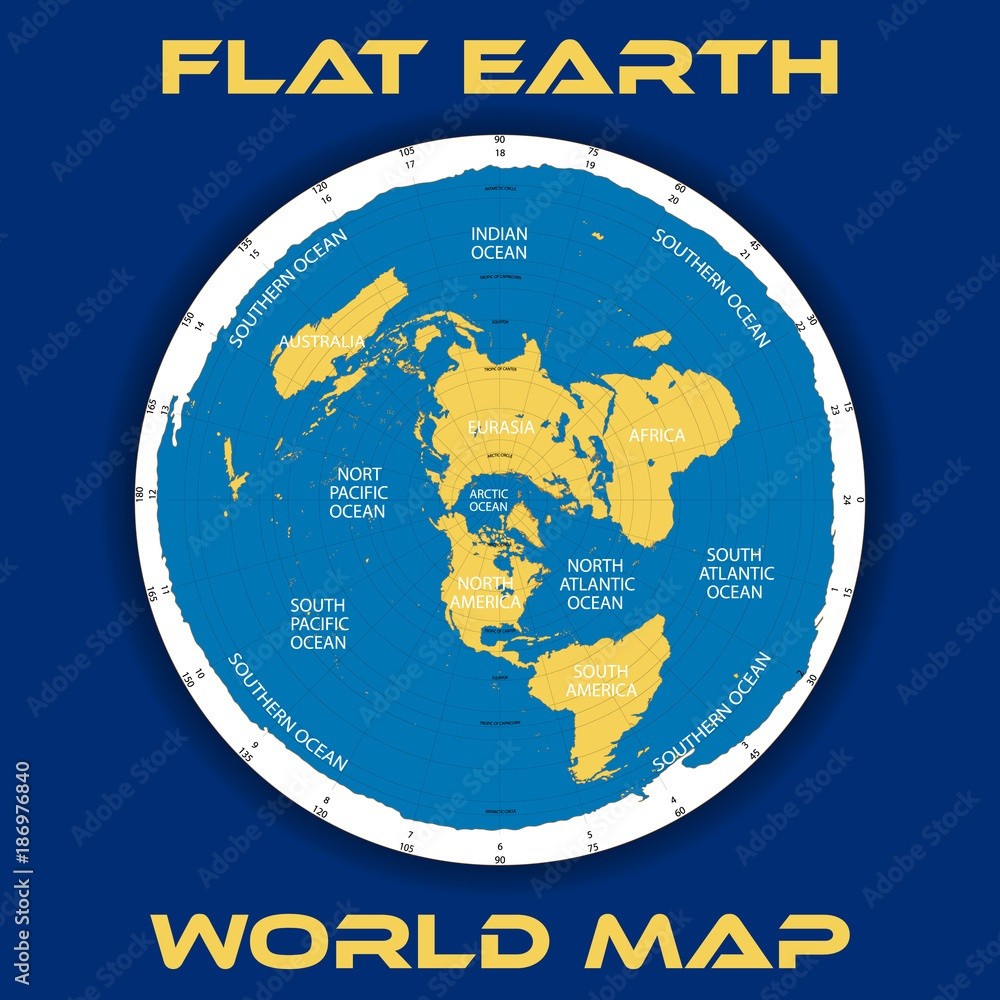 World Map Flat Earth Satellite image