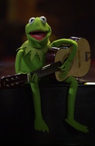 Create meme: painted Kermit with a guitar, Kermit, kermit