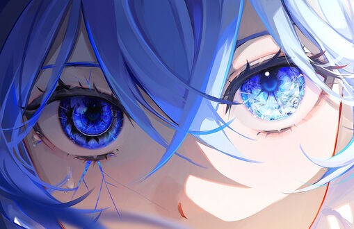 Создать мем: аниме, синий глаз аниме, аниме голубые глаза