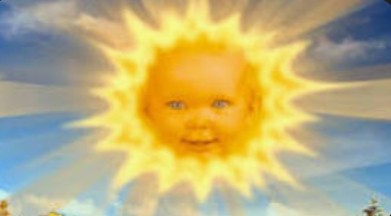 Create meme: smiling sun, the sun in the Teletubbies, the sun from Teletubbies