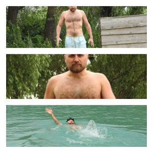 Create meme: swimming pool relax man, guy