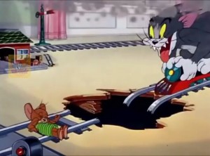 Создать мем: tom and jerry 1948 kitty foiled, том и джерри 124 серия, том и джерри поезд дорога