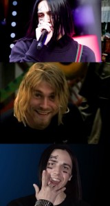 Create meme: face rapper, Kurt Cobain smiling, rapper face