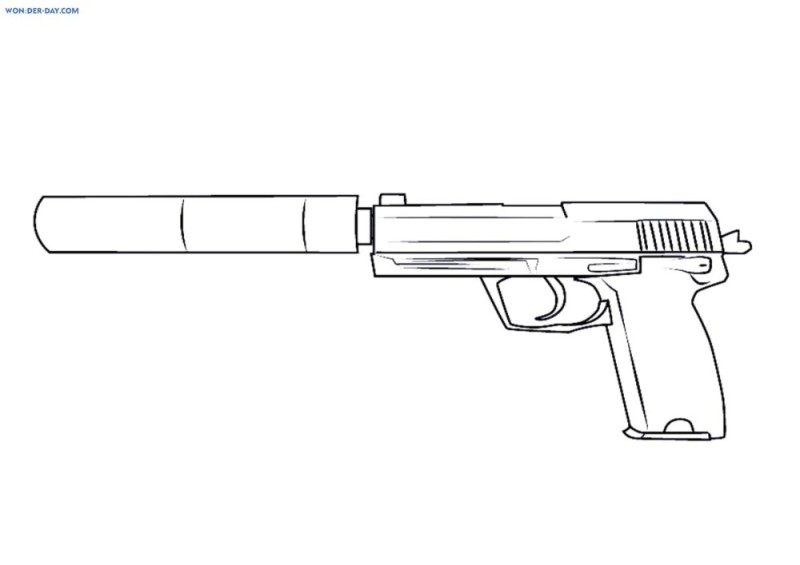 Create meme: drawing of the usp pistol, drawing of the usp pistol from standoff 2, drawing of the yuespi pistol