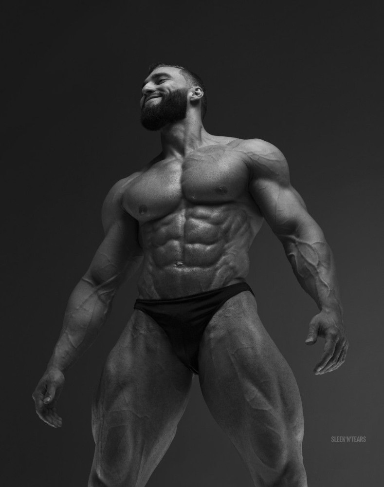 Create meme "eric janicki bodybuilder, muscle hunk alexey, giga chad