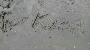 Create meme: will miss you picture, the word love in the sand, the word Kristina in the sand