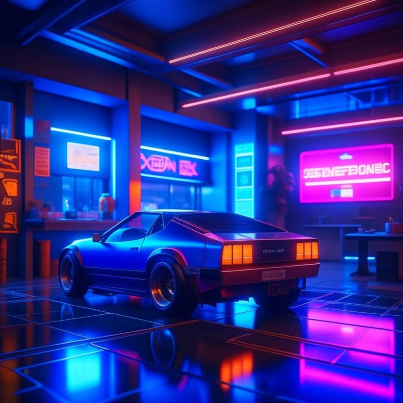 Create meme: retrowave neon nissan 350z, retrowave, delorean dmc-12