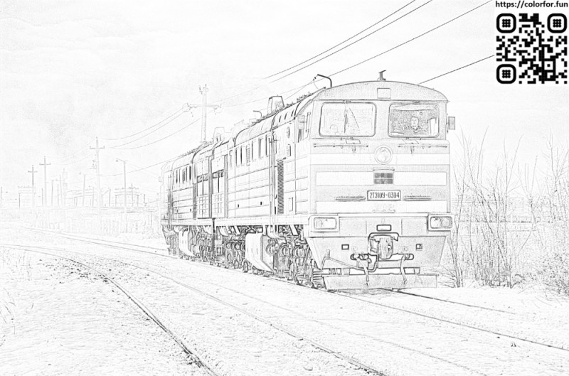 Create meme: coloring pages of Russian railways trains, train pencil drawing, diesel locomotive drawing