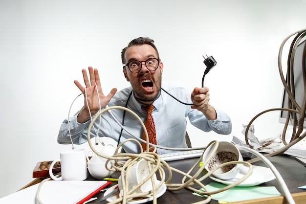 Create meme: people , lots of wires, male office