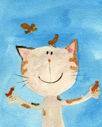 Create meme: smiling cat drawing, watercolor cats of Victoria kirdiy, illustration of a cat