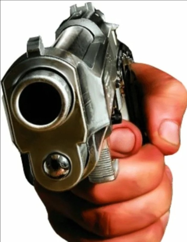 Create meme: hand with a gun, revolver pistol, gun to the camera