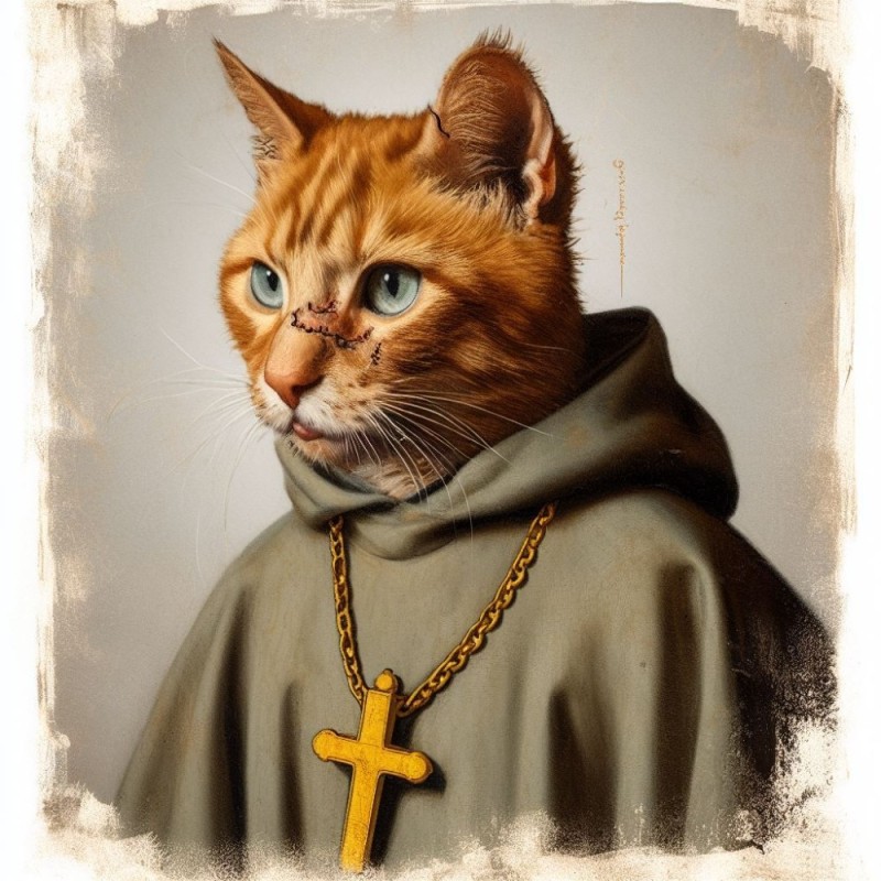 Create meme: catholic cat, Holy cat, icon with a cat