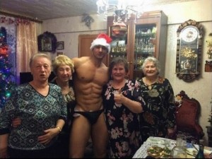 Create meme: stripper with attendants, grandma, Oleg babucke