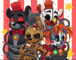 Создать мем: фнаф 2 аниматроники арты, аниматроники из fnaf 6, лефти и молтен фредди