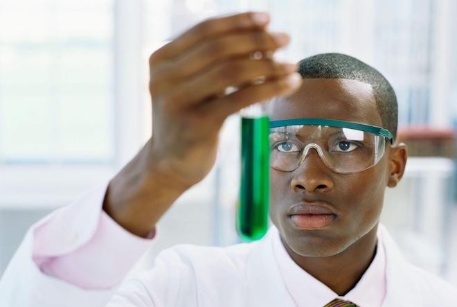 Create meme: text page, scientist with a test tube, a negro scientist with a test tube
