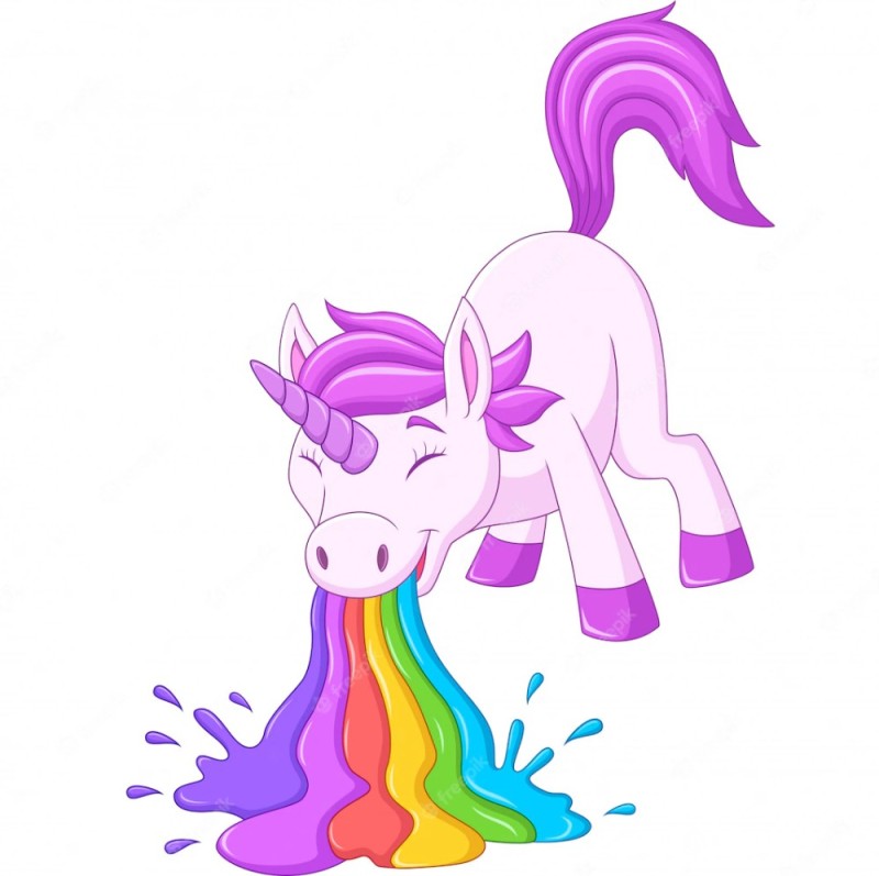 Create meme: the burping unicorn, unicorn vomits rainbow, unicorn burps rainbow