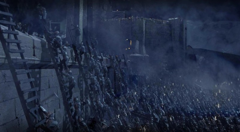 Create meme: helm 's fall battle, Minas Tirith battle, The Lord of the Rings The siege of Helm's Pad Orcs