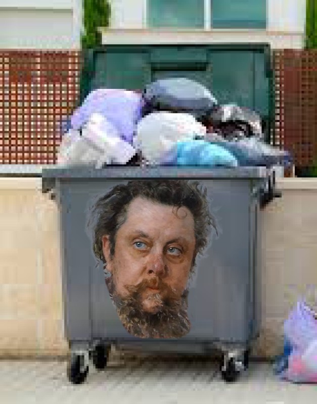 Создать мем: мусорный бак с мусором, мусорные баки, репин илья ефимович портрет мусоргского