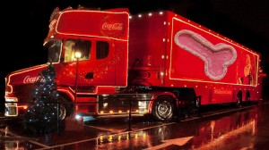 Создать мем: новогодний грузовик кока кола, рождественский грузовик coca-cola, кока кола новогодняя
