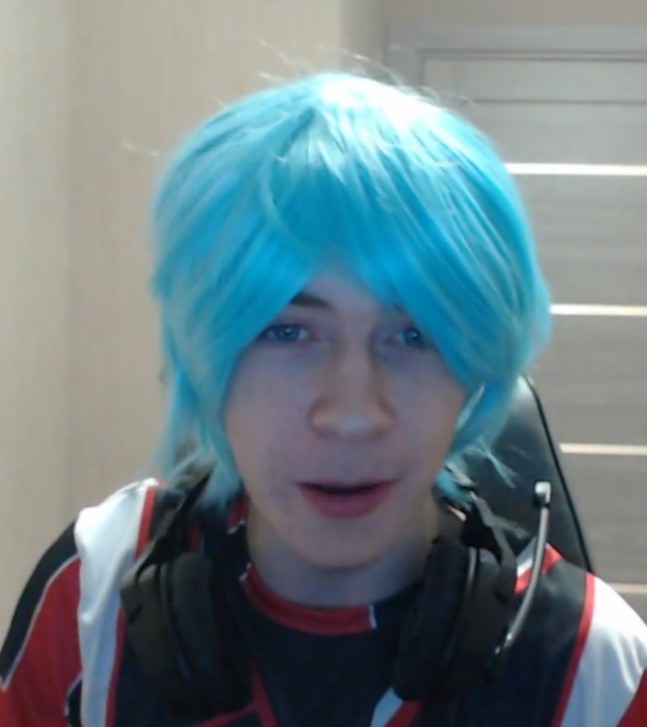 Create meme: streamer with blue hair, emo guys, emo man with blue hair