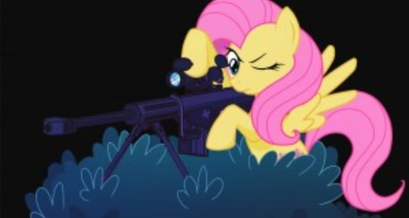 Create meme: pony fluttershy my little pony, fluttershy , Fluttershy with a machine gun