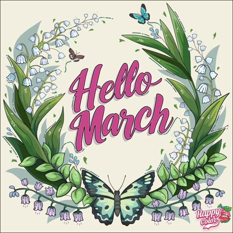 Create meme: hello spring, watercolor flowers, wreath watercolor