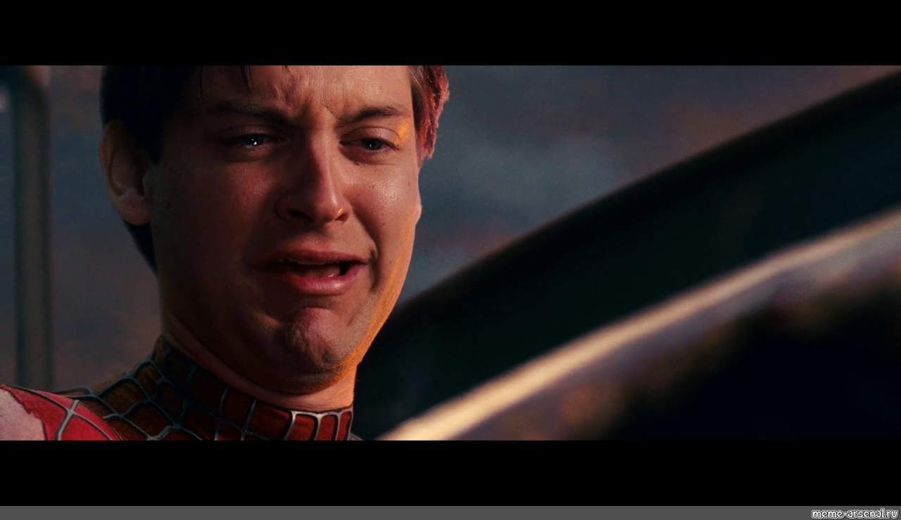 Meme: "Peter Parker crying GIF, crying Peter Parker, Tobey Maguire cry...