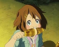 Create meme: anime amino, yui, corn on the cob