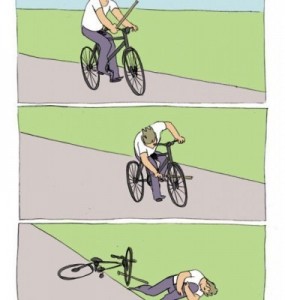 Создать мем: велосипед палка в колеса 144, велосипедист мем, мем палка в колесо оригинал