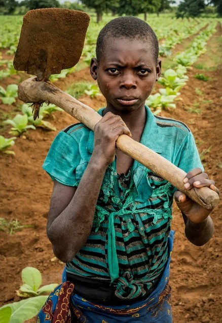 Create meme: in Africa , child labour, Malawi tobacco plantations