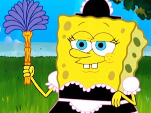 Create meme: test on the psyche, try not to laugh, spongebob wow, spongebob in a dress grandma
