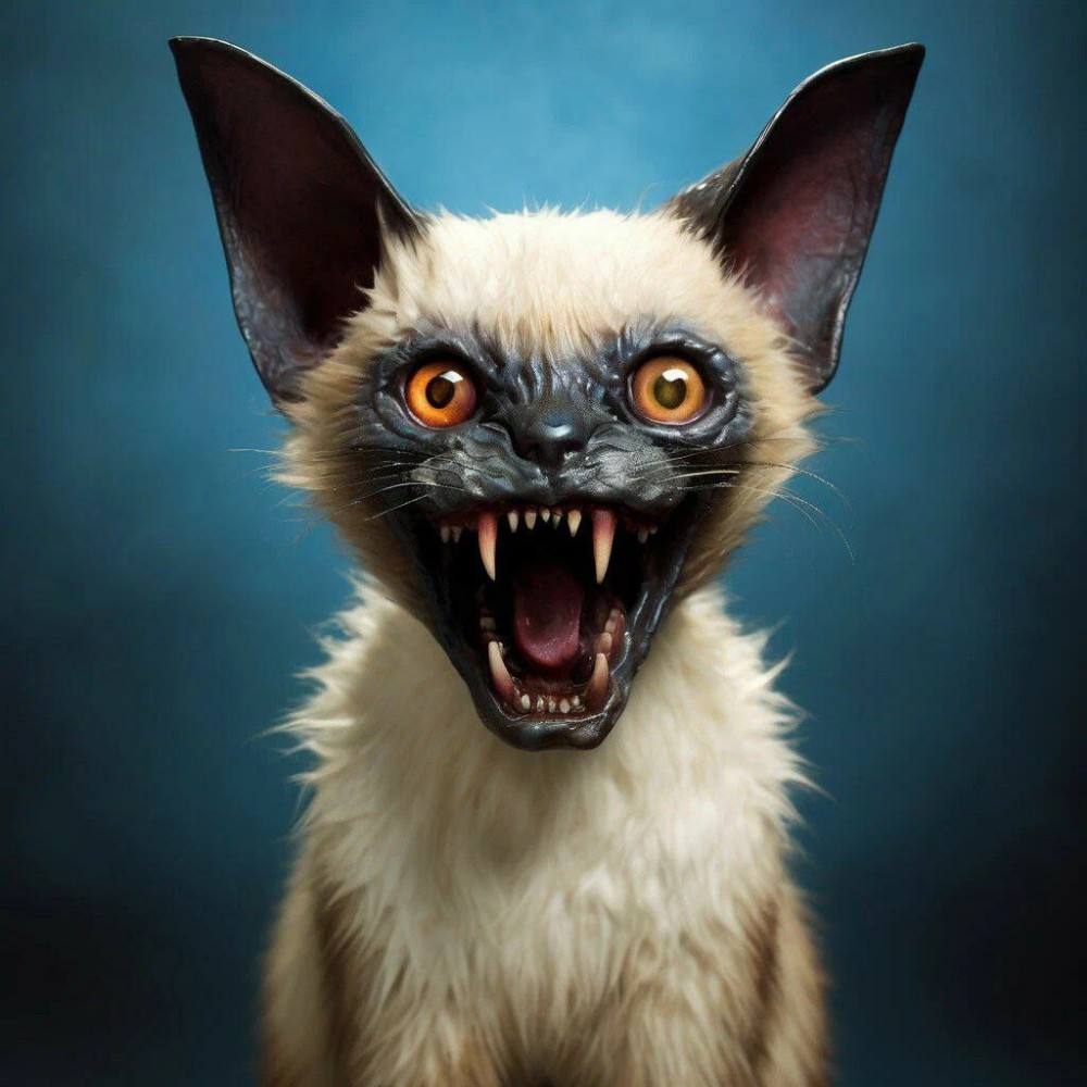 Create meme: The goblin cat, crazy dog, animals funny 