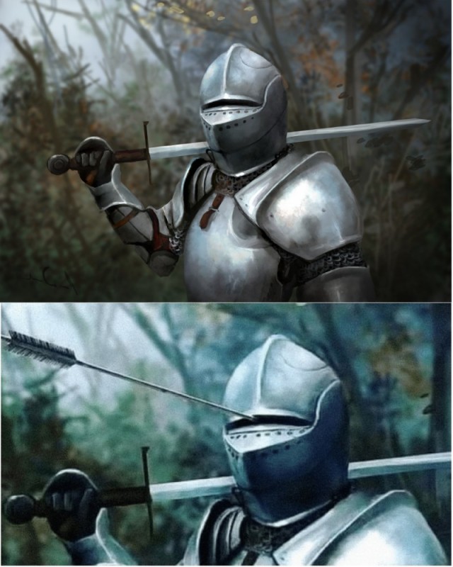 Create meme: a knight with an arrow in the helmet meme, memes about knights, meme with knight and arrow