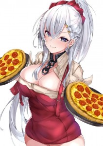 Создать мем: девушки из аниме, azur lane аниме горничная, azur lane belfast pizza