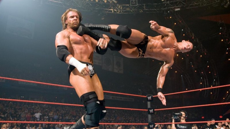 Create meme: Randy Orton , unforgiven 2002 triple h vs rob van dam, Randy Orton and Triple H