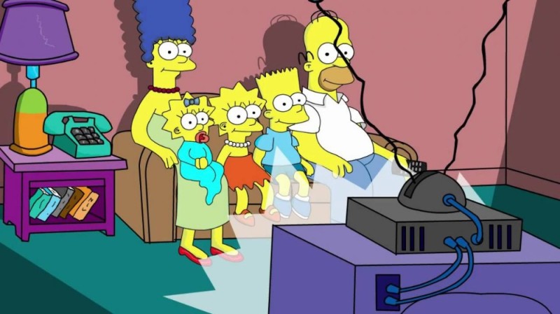 Create meme: The Simpsons on TV, The Simpsons footage, The Simpsons sofa