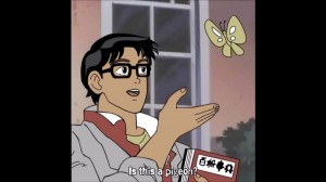 Create meme: this bird meme, is this a pigeon, meme with butterfly anime