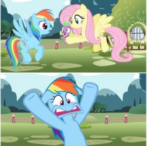 Create meme: rainbow dash, flutterdash, little pony