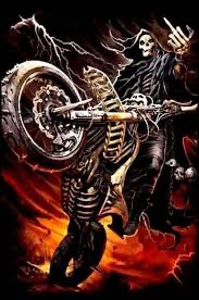 Create meme: skeleton on a motorcycle, ghost rider drawing, Ghost rider art