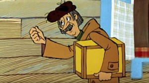 Create meme: Pechkin postman with a parcel, the postman Pechkin of buttermilk, buttermilk Pechkin