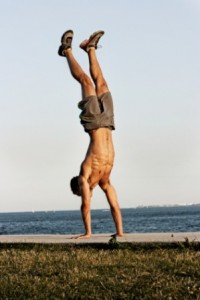 Create meme: handstand at the wall, yoga man handstand, pushups in the handstand