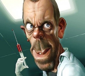 Create meme: cartoon, people, Dr. house caricature