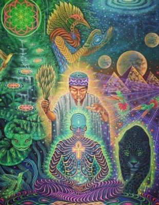 Create meme: shaman ayahuasca, ayawaska yin yang, psychedelic drawings