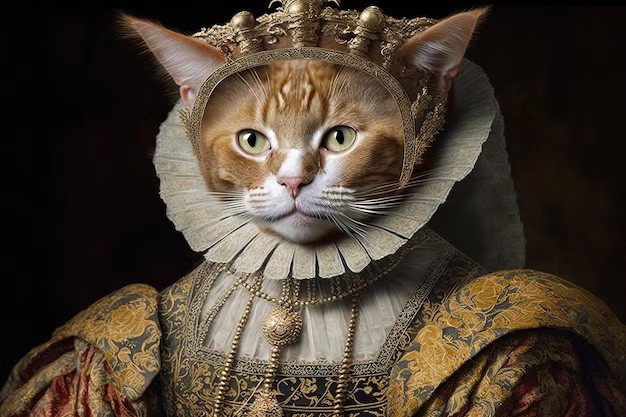 Create meme: Royal cat, a cat in the royal style, cat portrait