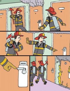 Create meme: fire, firefighter, the fireman and the fireman the difference