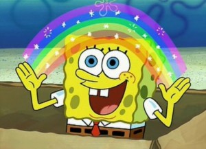 Create meme: imagination meme spongebob, spongebob rainbow, imagination spongebob