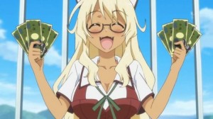 Создать мем: mayo chiki!, аниме девушка с деньгами, эй цыпочка накуру