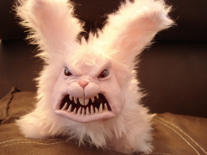 Создать мем: злобный зайчик, злая зая, кролик злой
