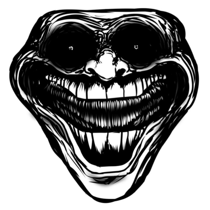 Create meme: drawings macabre, trollface horror, scary trollface